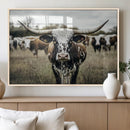 Texas Longhorn Wall Art – Framed Speckled Cow Canvas by MyGreatCanvas | Canvas Wall Art Prints | Photo Prints & Wall Decor