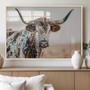 Texas Longhorn Wall Art – Framed Speckled Cow Canvas by MyGreatCanvas | Canvas Wall Art Prints | Photo Prints & Wall Decor