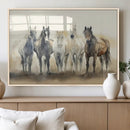 Wild Horses Wall Art Canvas Print, Framed Running Horses Art