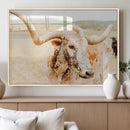 Texas Longhorn Wall Art Canvas Print – Framed Speckled Cow by MyGreatCanvas | Canvas Wall Art Prints | Photo Prints & Wall Decor