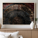 Dark Wood Ring Wall Art Canvas Print – Framed Abstract Tree