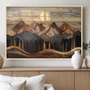 Wood Mountain Wall Art Canvas Print – Framed Boho Abstract