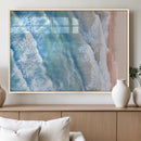 Aerial Ocean View Wall Art Canvas Print – Framed Soft Blue
