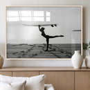 Yoga Surf Wall Art Canvas Print – Framed Black White Shore by MyGreatCanvas | Canvas Wall Art Prints | Photo Prints & Wall Decor