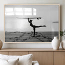 Yoga Surf Wall Art Canvas Print – Framed Black White Shore by MyGreatCanvas | Canvas Wall Art Prints | Photo Prints & Wall Decor