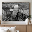 Black White Surfing Wall Art Canvas Print – Framed Coastal by MyGreatCanvas | Canvas Wall Art Prints | Photo Prints & Wall Decor