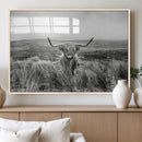 Monochrome Highland Cow Wall Art Canvas Print – Framed by MyGreatCanvas | Canvas Wall Art Prints | Photo Prints & Wall Decor
