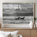 Wild Horses Wall Art Canvas Print – Framed Black and White by MyGreatCanvas | Canvas Wall Art Prints | Photo Prints & Wall Decor