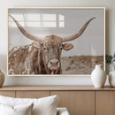Longhorn Cow Wall Art Canvas Print – Framed Texas Ranch
