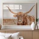 Texas Longhorn Wall Art Canvas Print – Framed Sepia Cow Art by MyGreatCanvas | Canvas Wall Art Prints | Photo Prints & Wall Decor