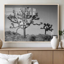 Joshua Tree Wall Art Canvas Print – Framed Monochrome Desert