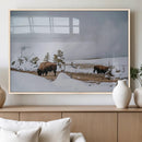 Bison Wildlife Wall Art Canvas Print – Framed Snowy Prairie
