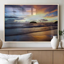 Beach Sunset Wall Art Canvas Print – Framed Ocean Waves Art by MyGreatCanvas | Canvas Wall Art Prints | Photo Prints & Wall Decor