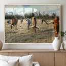 Texas Longhorns Wall Art Canvas Print – Framed Rustic Farm by MyGreatCanvas | Canvas Wall Art Prints | Photo Prints & Wall Decor