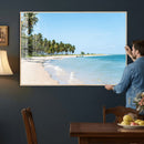 Palm Tree Coast Wall Art Canvas Print – Framed Island Getaway with Crystal Blue Water Scenic Artwork for Home, Office by MyGreatCanvas | Canvas Wall Art Prints | Photo Prints & Wall Decor