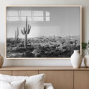 Saguaro Cactus Wall Art Canvas Print – Framed Monochrome