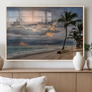 Tropical Storm Wall Art Canvas Print – Framed Moody Beach