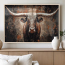 Rustic Longhorn Bull Wall Art Canvas Print – Vintage Western by MyGreatCanvas | Canvas Wall Art Prints | Photo Prints & Wall Decor
