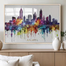 Atlanta Skyline Wall Art Canvas Print – Framed Colorful