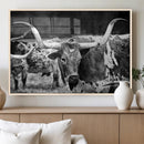 Black & White Longhorn Cattle Wall Art Canvas Print, Rustic by MyGreatCanvas | Canvas Wall Art Prints | Photo Prints & Wall Decor