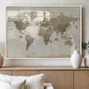 Detailed World Map Wall Art Canvas Print by MyGreatCanvas | Canvas Wall Art Prints | Photo Prints & Wall Decor
