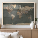Rustic Black and Wood World Map Canvas Wall Art – Framed by MyGreatCanvas | Canvas Wall Art Prints | Photo Prints & Wall Decor