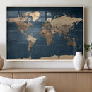 Navy Blue World Map Canvas Print – Framed Travel Map Wall by MyGreatCanvas | Canvas Wall Art Prints | Photo Prints & Wall Decor