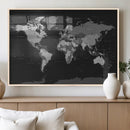 Black World Map Wall Art Canvas Print – Detailed Map of the by MyGreatCanvas | Canvas Wall Art Prints | Photo Prints & Wall Decor
