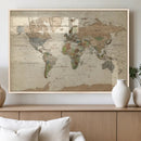 Framed World Map Wall Art for Home and Office Decor