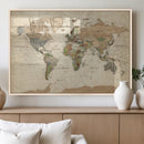 Framed World Map Wall Art for Home and Office Decor