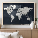 Black World Map Wall Art Canvas Print for Home Office and by MyGreatCanvas | Canvas Wall Art Prints | Photo Prints & Wall Decor
