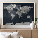Colorful Watercolor World Map Canvas Print – Vibrant Framed