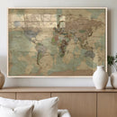 Vintage World Map Wall Art | Ready to Hang and Framed
