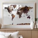 Rustic World Map Wall Art Canvas Print | Large World Map on