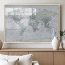 Push Pin World Map Canvas Print - Detailed Vintage World Map
