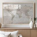 Antique Style World Map Canvas Print - Vintage Detailed