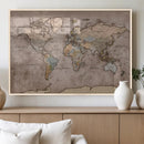 Grunge World Map Canvas Wall Art - Vintage Aged World Map by MyGreatCanvas | Canvas Wall Art Prints | Photo Prints & Wall Decor