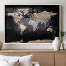 Grunge World Map Wall Art | 3-Panel Large Beige and Brown by MyGreatCanvas | Canvas Wall Art Prints | Photo Prints & Wall Decor