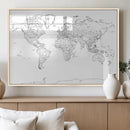 World Map Canvas Print – Framed Modern Detailed Map of the by MyGreatCanvas | Canvas Wall Art Prints | Photo Prints & Wall Decor