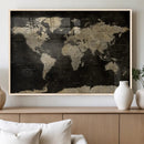 Push Pin World Map Canvas Wall Art Print, Interactive Travel
