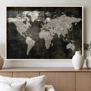 Vintage World Map Wall Art Canvas Print – Framed Large Map