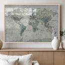 Neutral Vintage World Map Canvas Wall Art Print, Classic Map by MyGreatCanvas | Canvas Wall Art Prints | Photo Prints & Wall Decor