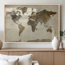Vintage World Map Canvas Wall Art – Framed Travel Map for by MyGreatCanvas | Canvas Wall Art Prints | Photo Prints & Wall Decor