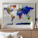 Vintage World Map Canvas Wall Art – Framed Travel Map with by MyGreatCanvas | Canvas Wall Art Prints | Photo Prints & Wall Decor