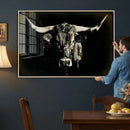 Black Bull Wall Art Canvas Print, Texas Longhorn Portrait by MyGreatCanvas | Canvas Wall Art Prints | Photo Prints & Wall Decor