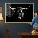 Black Bull Wall Art Canvas Print, Dark Longhorn Portrait by MyGreatCanvas | Canvas Wall Art Prints | Photo Prints & Wall Decor