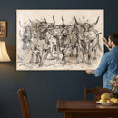 Abstract Cow Longhorn Wall Art Canvas Print for Cabin Decor by MyGreatCanvas | Canvas Wall Art Prints | Photo Prints & Wall Decor