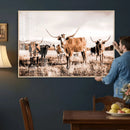 Texas Longhorn Cattle Wall Art Canvas Print, Sepia Western by MyGreatCanvas | Canvas Wall Art Prints | Photo Prints & Wall Decor