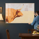 Minimal Longhorn Bull Wall Art Canvas Print, Neutral Western by MyGreatCanvas | Canvas Wall Art Prints | Photo Prints & Wall Decor