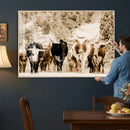 Western Longhorn Herd Wall Art Canvas Print, Sepia Texas by MyGreatCanvas | Canvas Wall Art Prints | Photo Prints & Wall Decor
